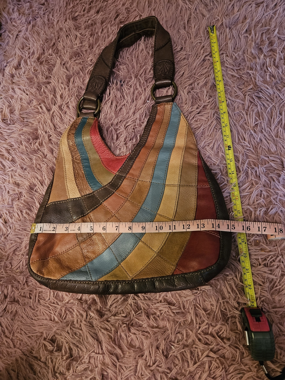 Lucky Brand☆Leather Patchwork Shoulder Bag - Vintage - Picture 13 of 13